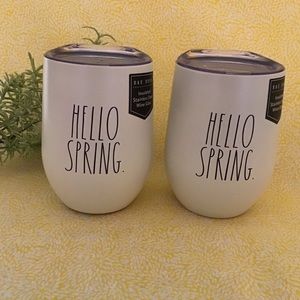 Rae Dunn HELLO SPRING Wine Glasses x 2